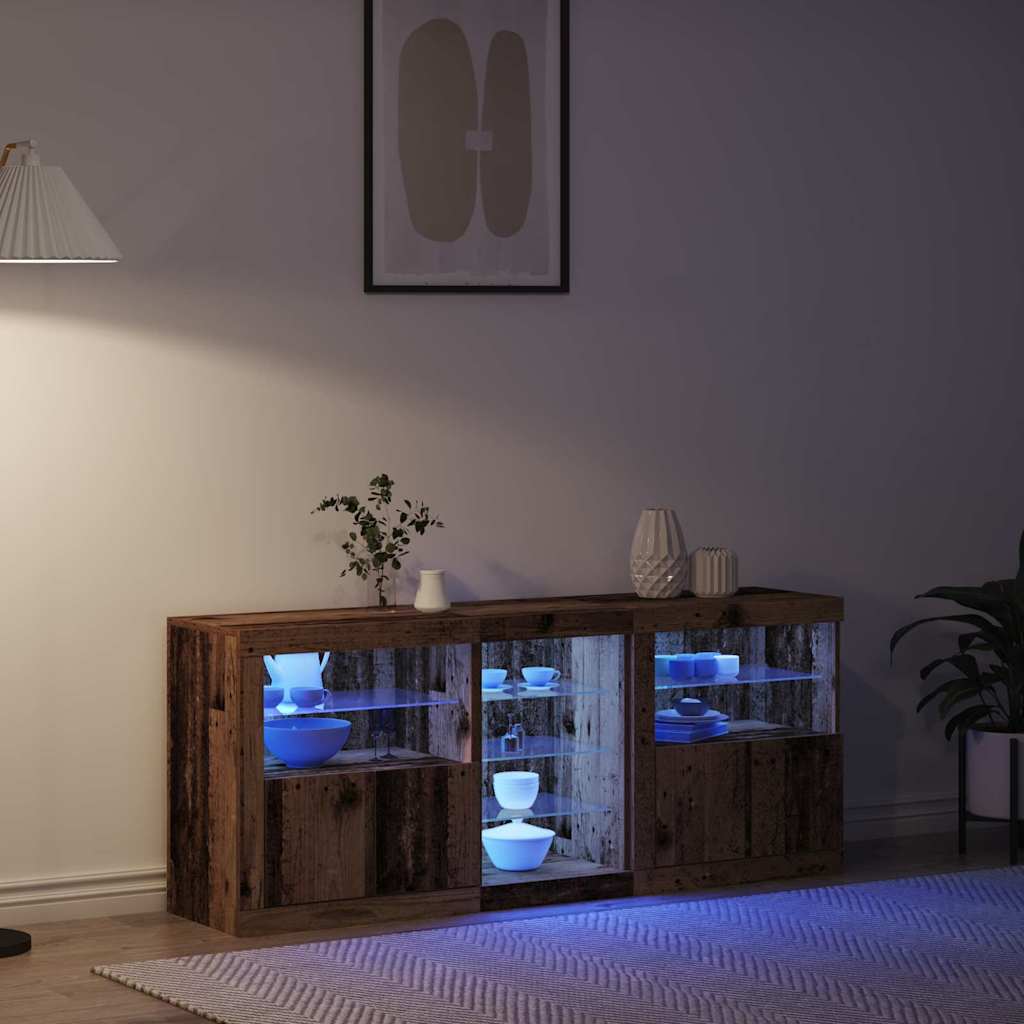 vidaXL LED Sideboard Old Wood 162 x 37 x 67 cm Engineered Wood 5