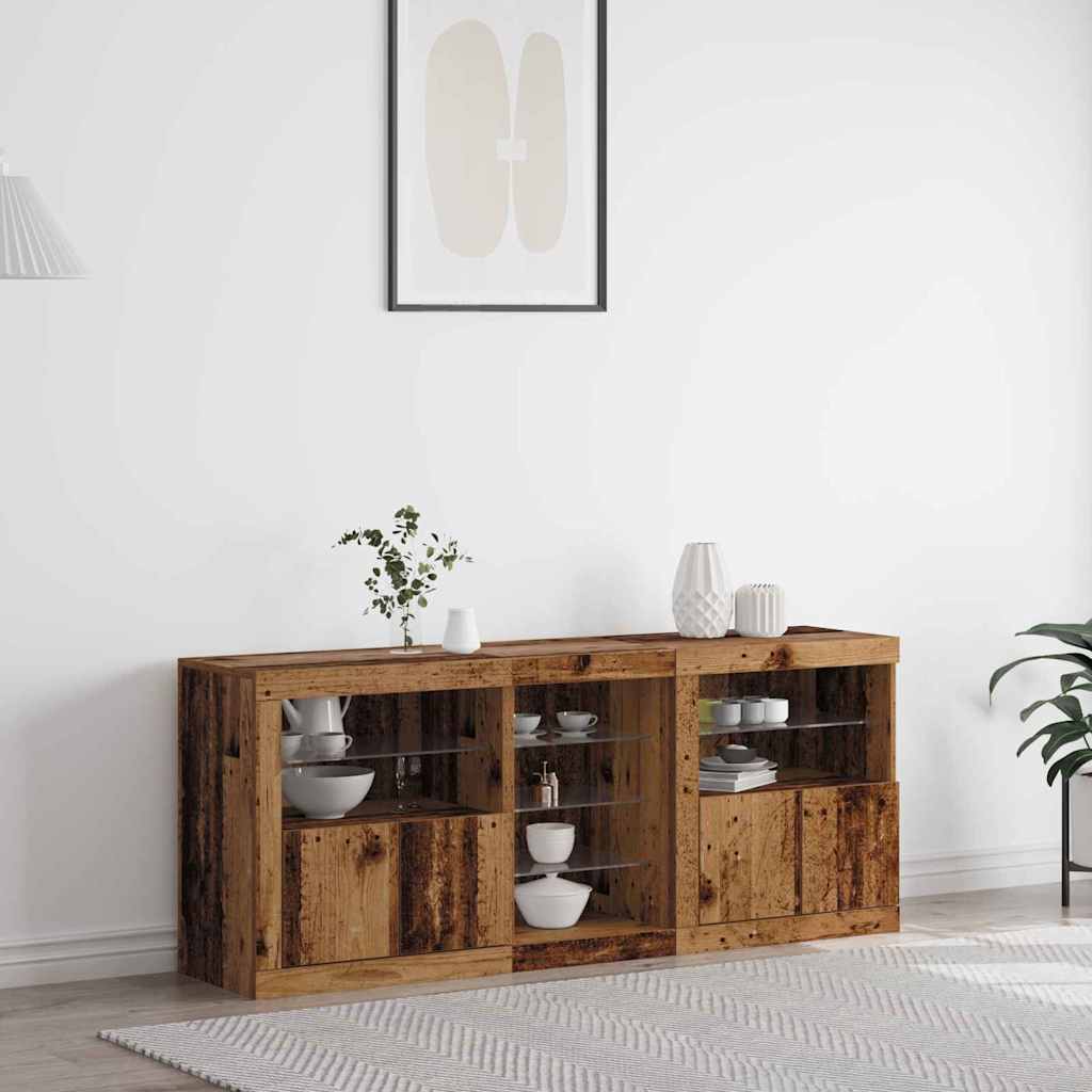 vidaXL LED Sideboard Old Wood 162 x 37 x 67 cm Engineered Wood 1