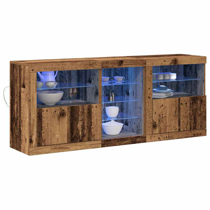 vidaXL LED Sideboard Old Wood 162 x 37 x 67 cm Engineered Wood 3