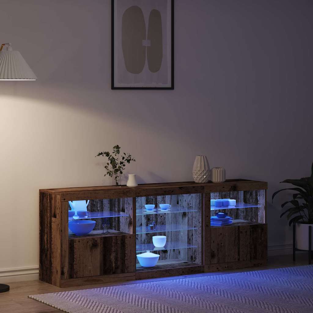 vidaXL LED Sideboard Old Wood 181.5 x 37 x 67 cm Engineered Wood 5