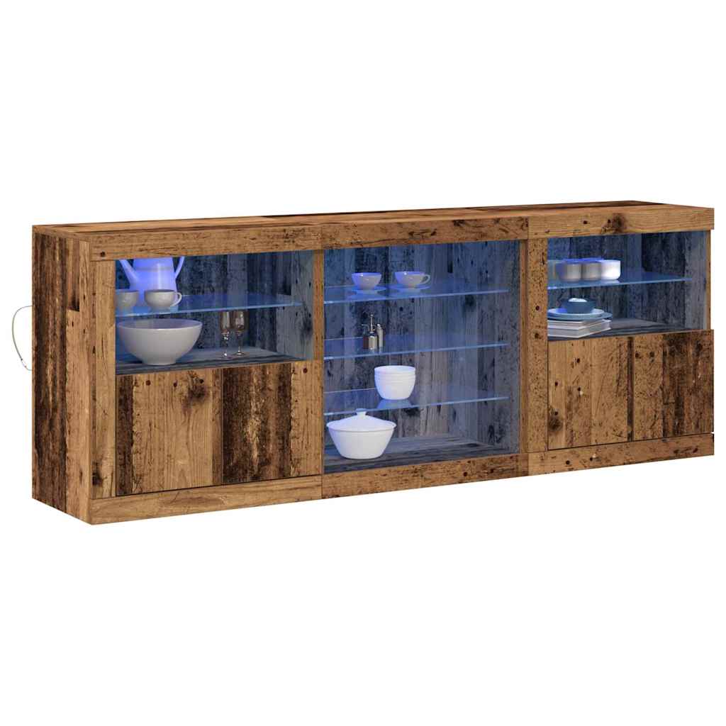 vidaXL LED Sideboard Old Wood 181.5 x 37 x 67 cm Engineered Wood 3