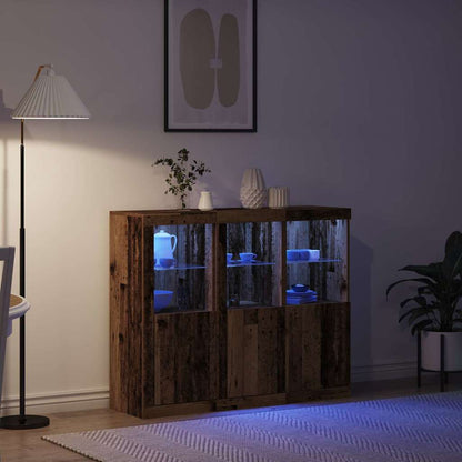 vidaXL LED Sideboard 3 pcs Old Wood 123 x 37 x 100 cm Engineered Wood 5