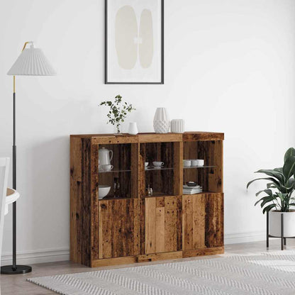 vidaXL LED Sideboard 3 pcs Old Wood 123 x 37 x 100 cm Engineered Wood 1