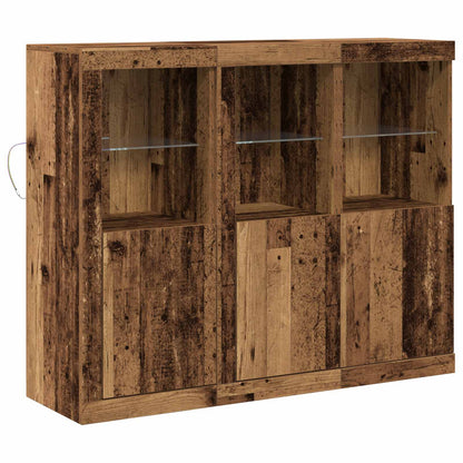 vidaXL LED Sideboard 3 pcs Old Wood 123 x 37 x 100 cm Engineered Wood 2