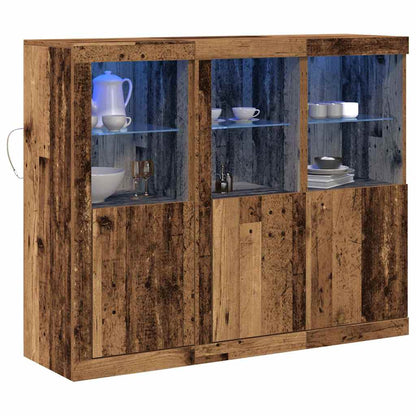 vidaXL LED Sideboard 3 pcs Old Wood 123 x 37 x 100 cm Engineered Wood 3