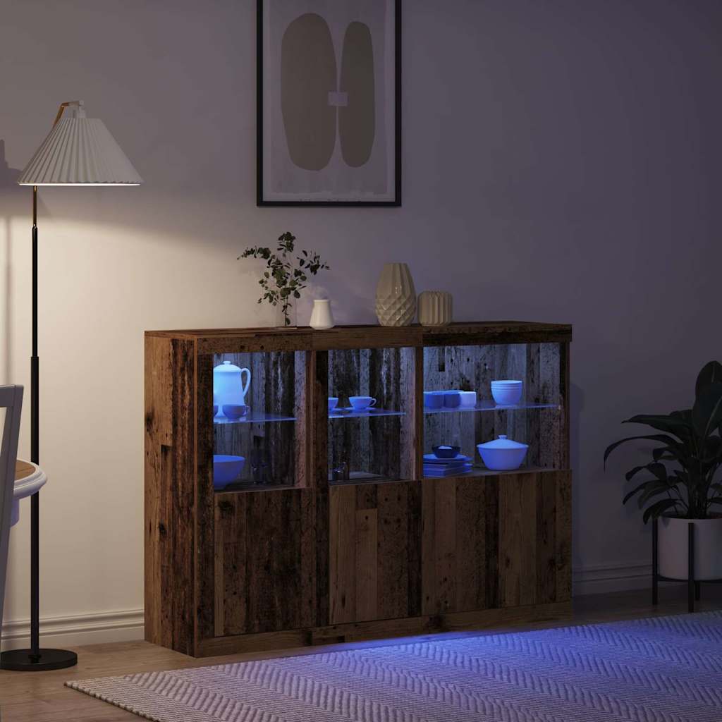 vidaXL LED Sideboard Old Wood 142.5 x 37 x 100 cm Engineered Wood 5