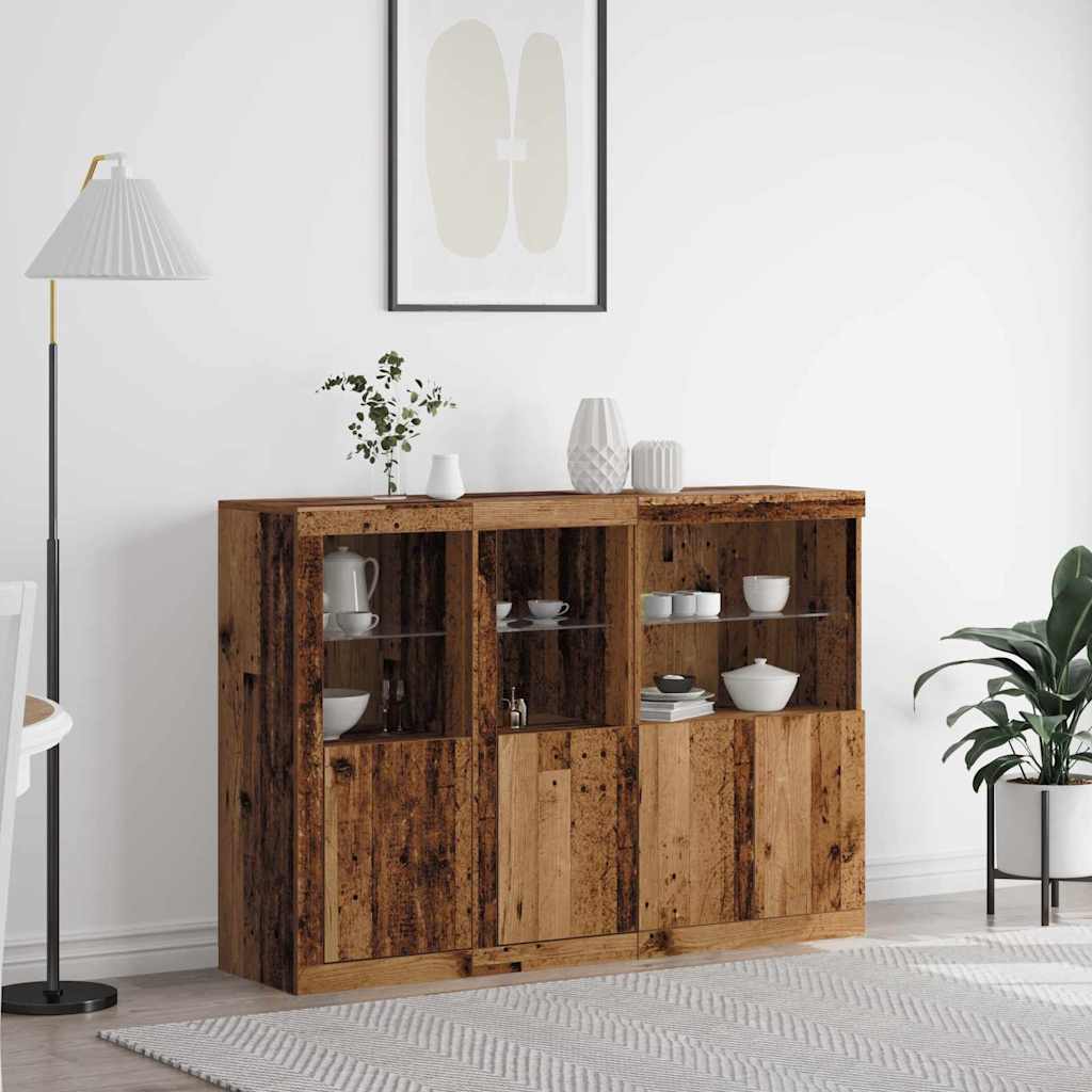 vidaXL LED Sideboard Old Wood 142.5 x 37 x 100 cm Engineered Wood 1