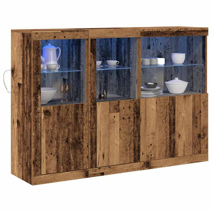 vidaXL LED Sideboard Old Wood 142.5 x 37 x 100 cm Engineered Wood 3