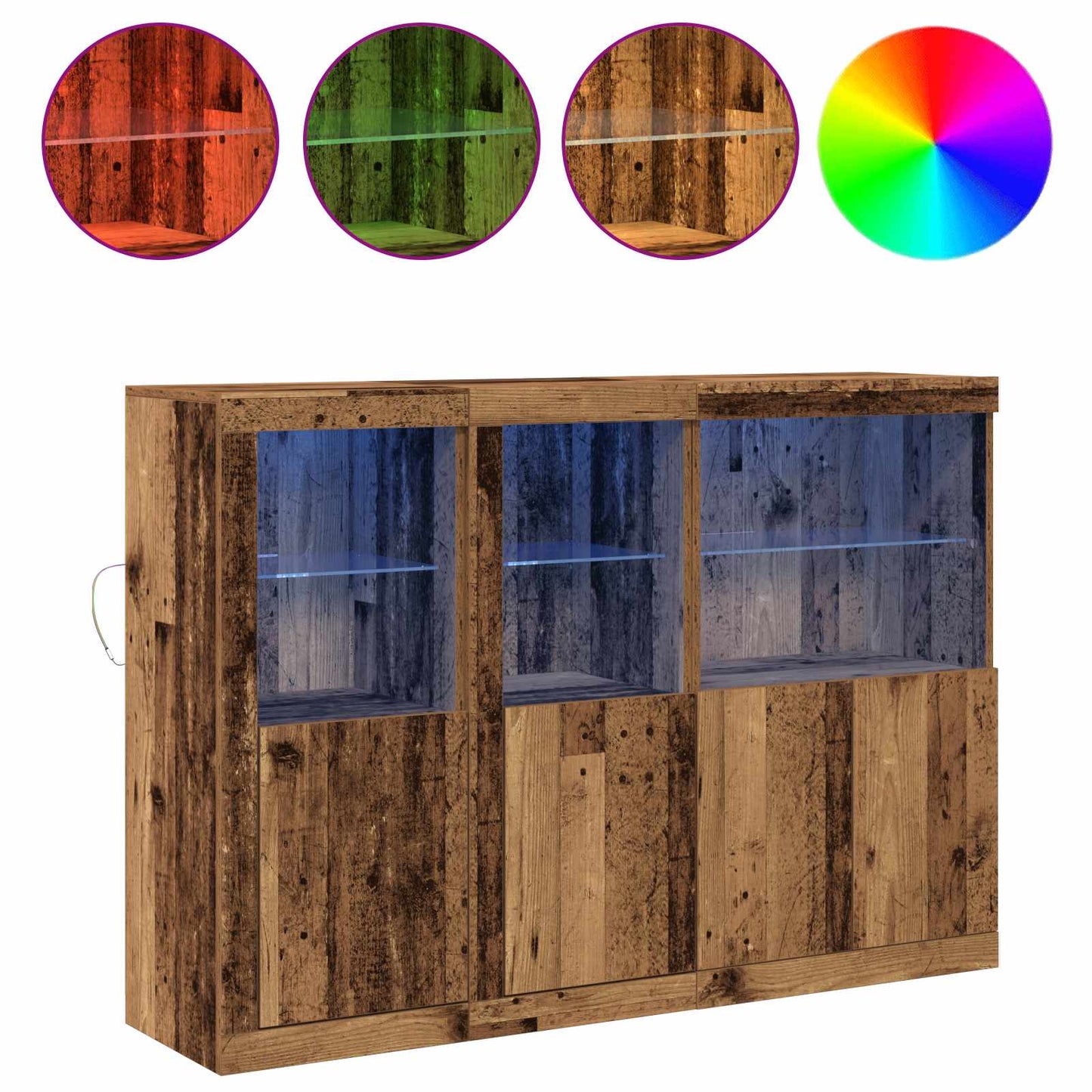 vidaXL LED Sideboard Old Wood 142.5 x 37 x 100 cm Engineered Wood 4