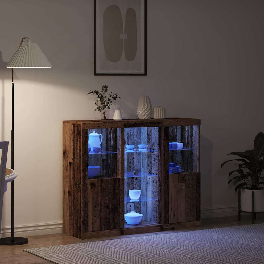 vidaXL LED Sideboard Old Wood 123 x 37 x 100 cm Engineered Wood 5