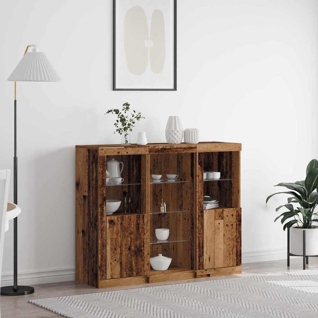 vidaXL LED Sideboard Old Wood 123 x 37 x 100 cm Engineered Wood 1