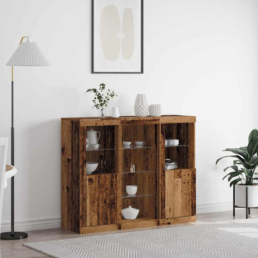 vidaXL LED Sideboard Old Wood 123 x 37 x 100 cm Engineered Wood 1