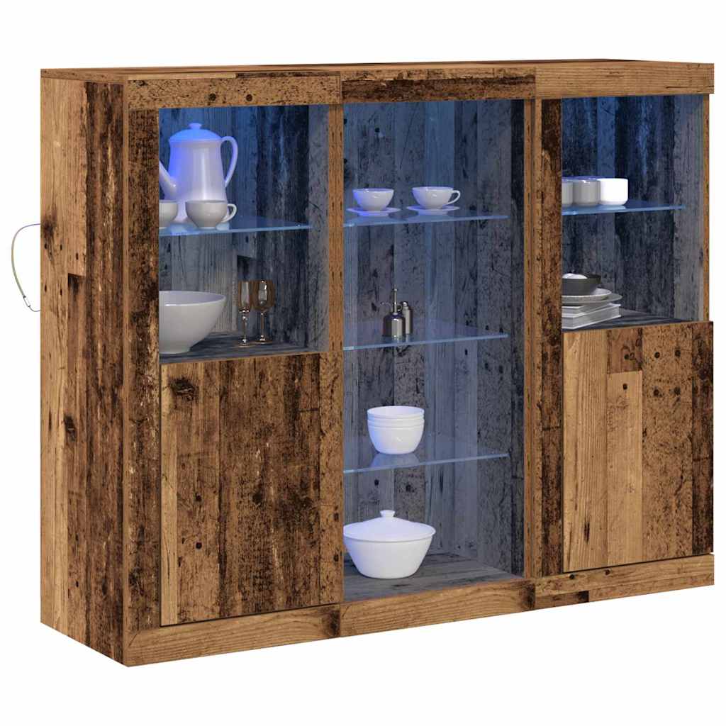 vidaXL LED Sideboard Old Wood 123 x 37 x 100 cm Engineered Wood 3