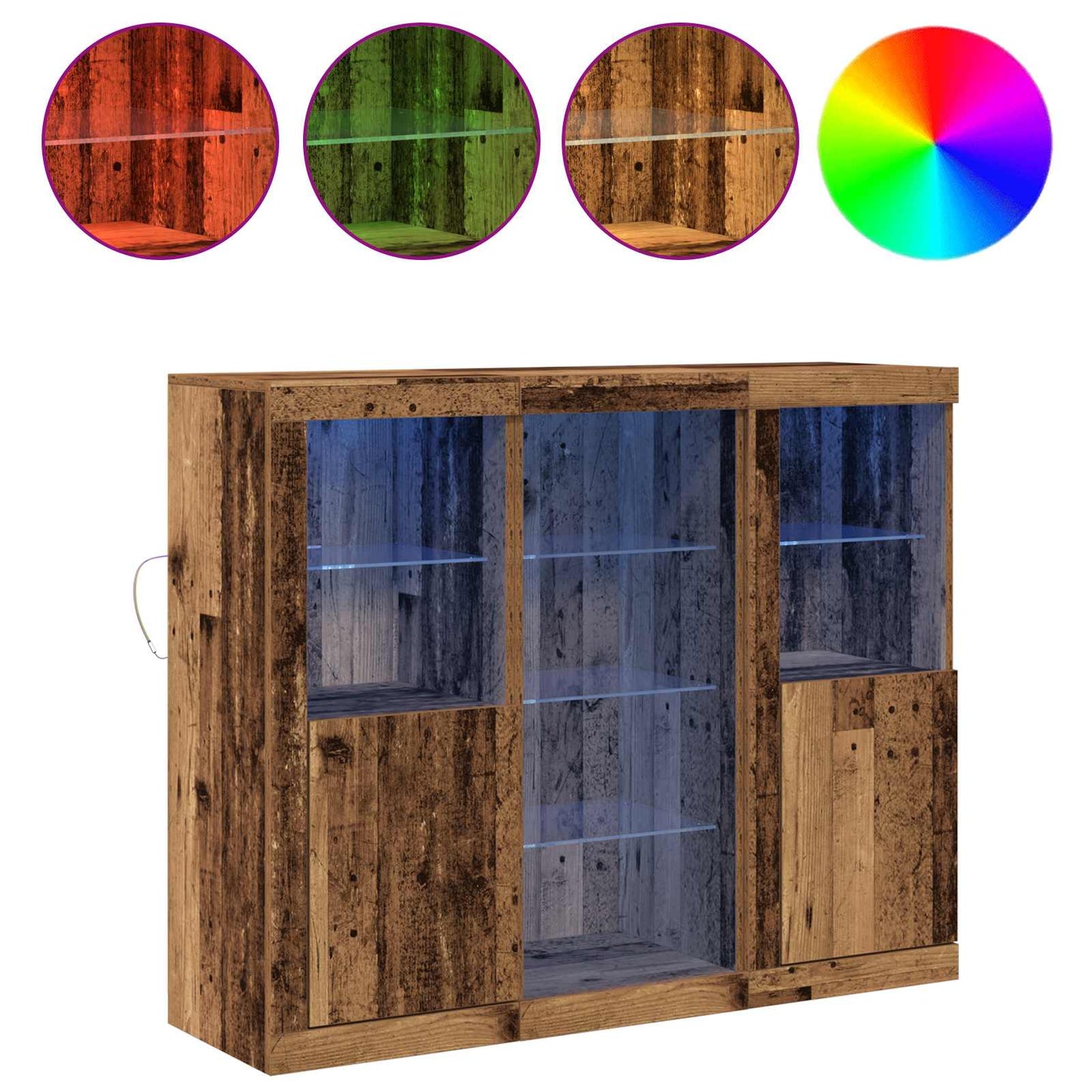 vidaXL LED Sideboard Old Wood 123 x 37 x 100 cm Engineered Wood 4