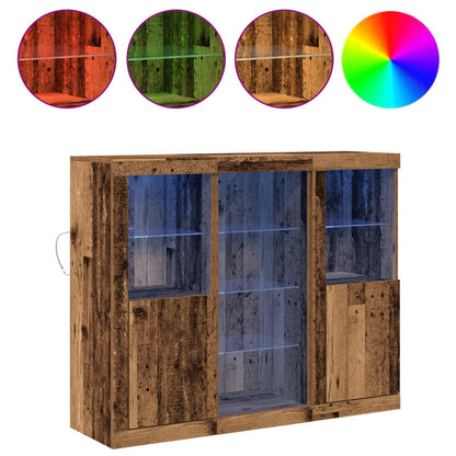 vidaXL LED Sideboard Old Wood 123 x 37 x 100 cm Engineered Wood 4