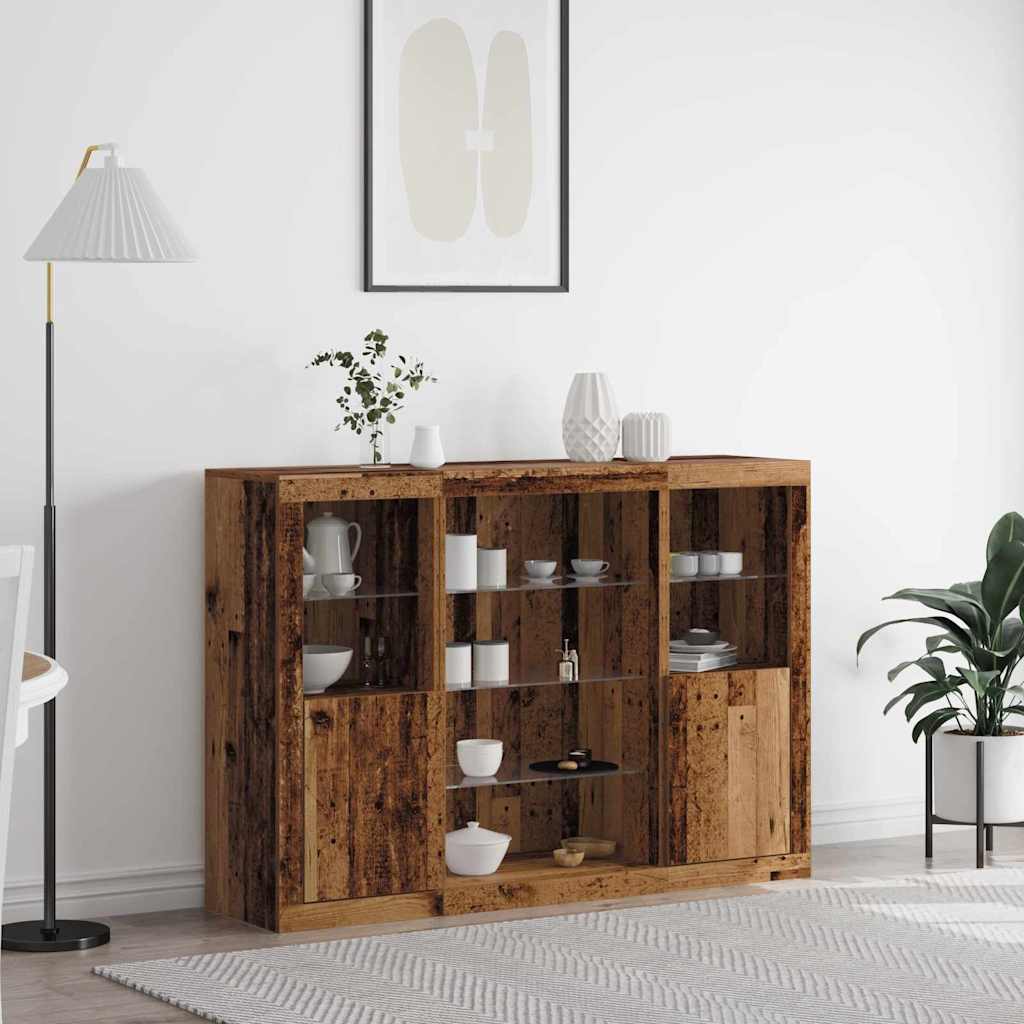 vidaXL Sideboards with LED Lights 3 pcs Engineered Wood