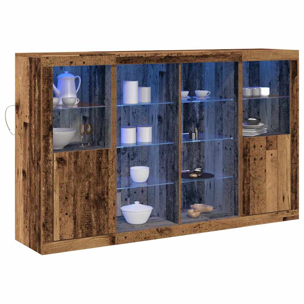 Sideboards with LED Lights 3 pcs Engineered Wood Old wood