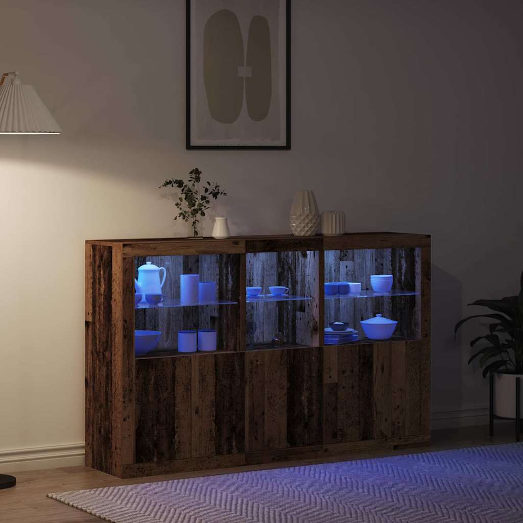 vidaXL LED Sideboard Old Wood 162 x 37 x 100 cm Engineered Wood 5