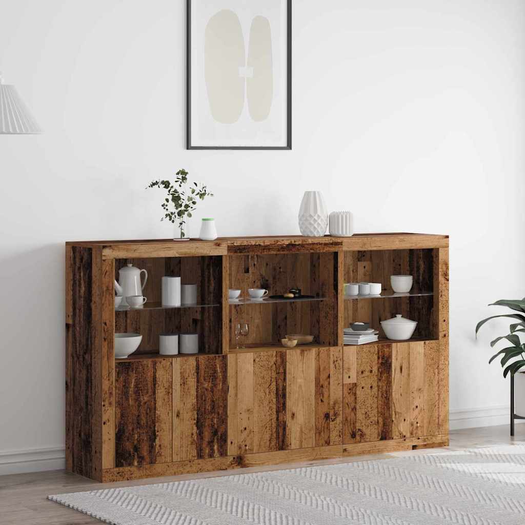 vidaXL LED Sideboard Old Wood 181.5 x 37 x 100 cm Engineered Wood 1