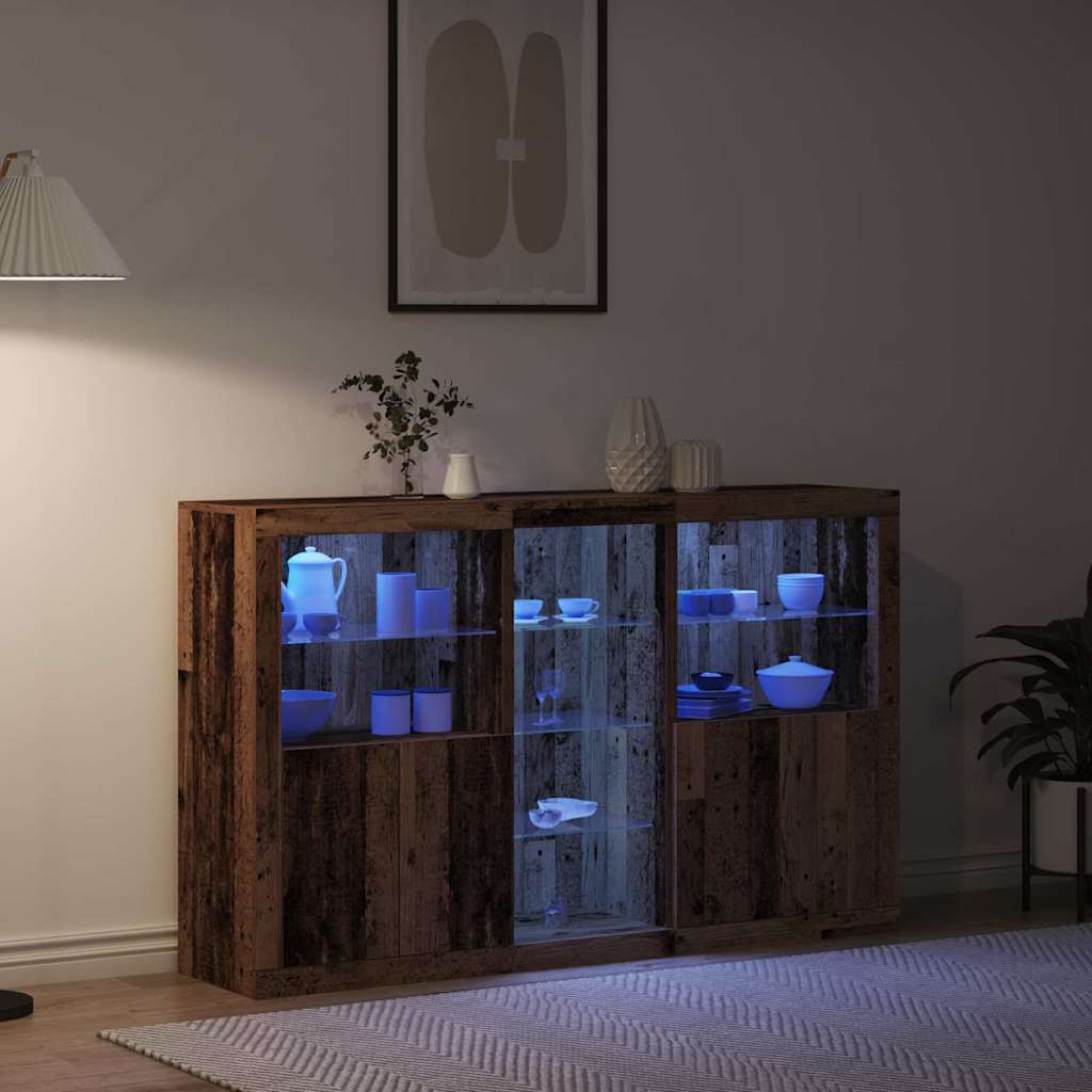 vidaXL LED Sideboard Old Wood 162 x 37 x 100 cm Engineered Wood 5