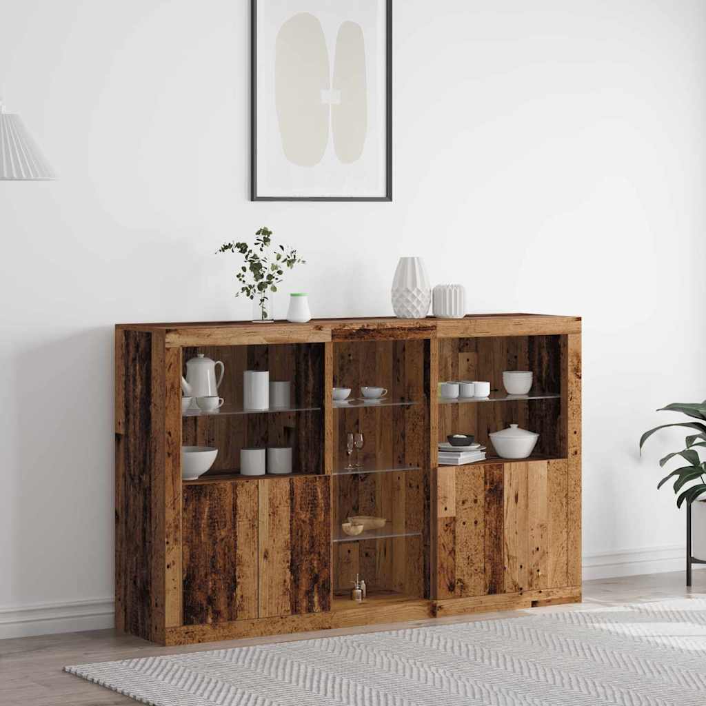 vidaXL LED Sideboard Old Wood 162 x 37 x 100 cm Engineered Wood 1