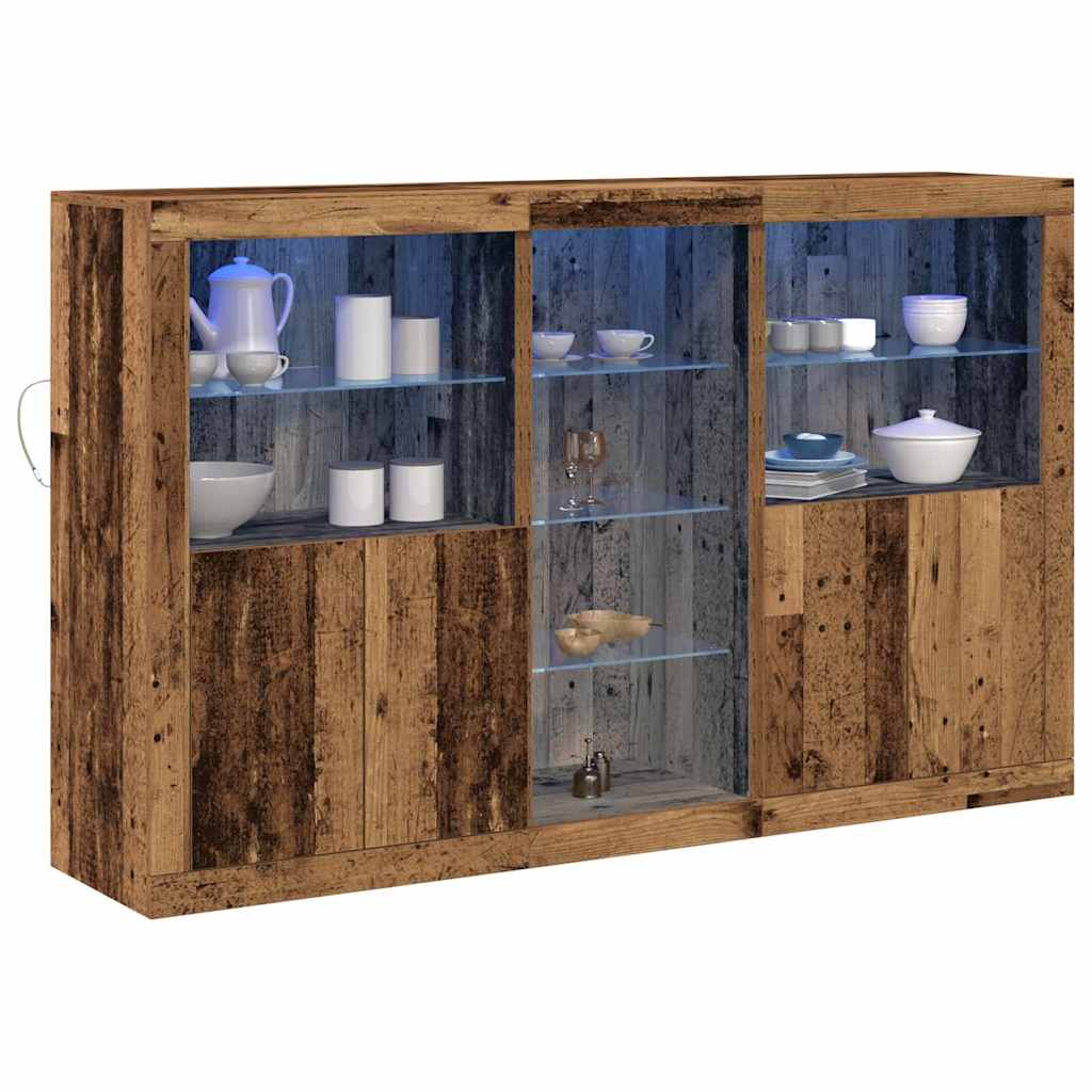 vidaXL LED Sideboard Old Wood 162 x 37 x 100 cm Engineered Wood 3