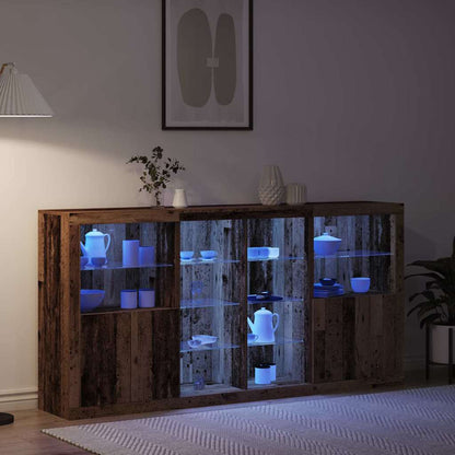 vidaXL LED Sideboard 3 pcs Old Wood 202 x 37 x 100 cm Engineered Wood 5
