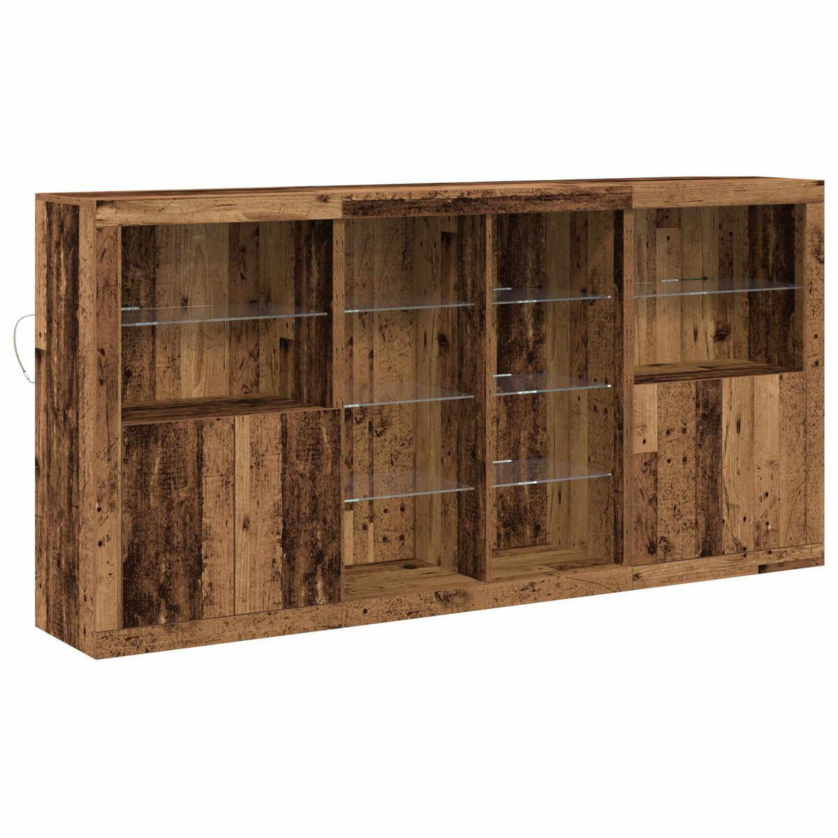 vidaXL LED Sideboard 3 pcs Old Wood 202 x 37 x 100 cm Engineered Wood 2