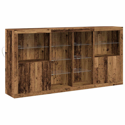 vidaXL LED Sideboard 3 pcs Old Wood 202 x 37 x 100 cm Engineered Wood 2