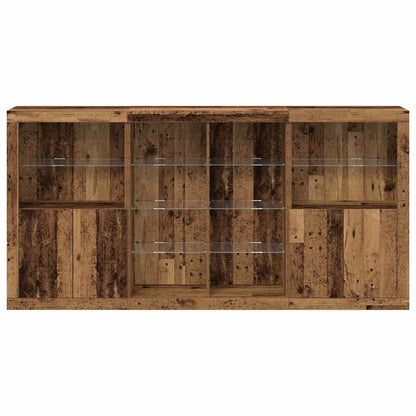 vidaXL LED Sideboard 3 pcs Old Wood 202 x 37 x 100 cm Engineered Wood 6