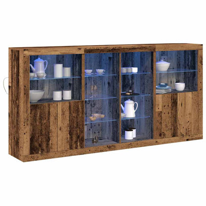 vidaXL LED Sideboard 3 pcs Old Wood 202 x 37 x 100 cm Engineered Wood 3