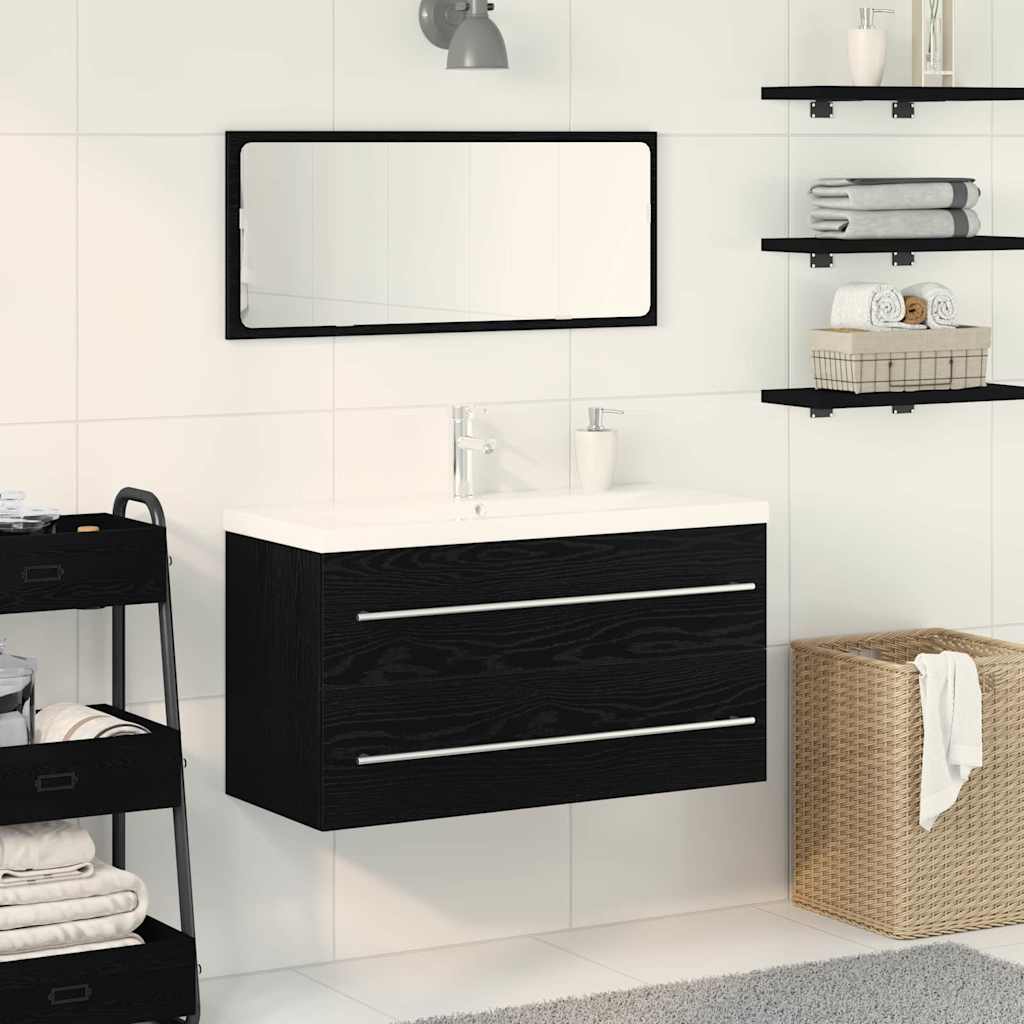 vidaXL Bathroom Sink Cabinet 3 pcs Black Oak 90 x 38.5 x 48 cm 1