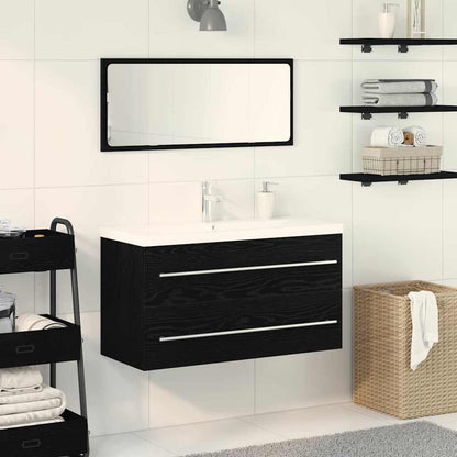 vidaXL Bathroom Sink Cabinet 3 pcs Black Oak 90 x 38.5 x 48 cm 1
