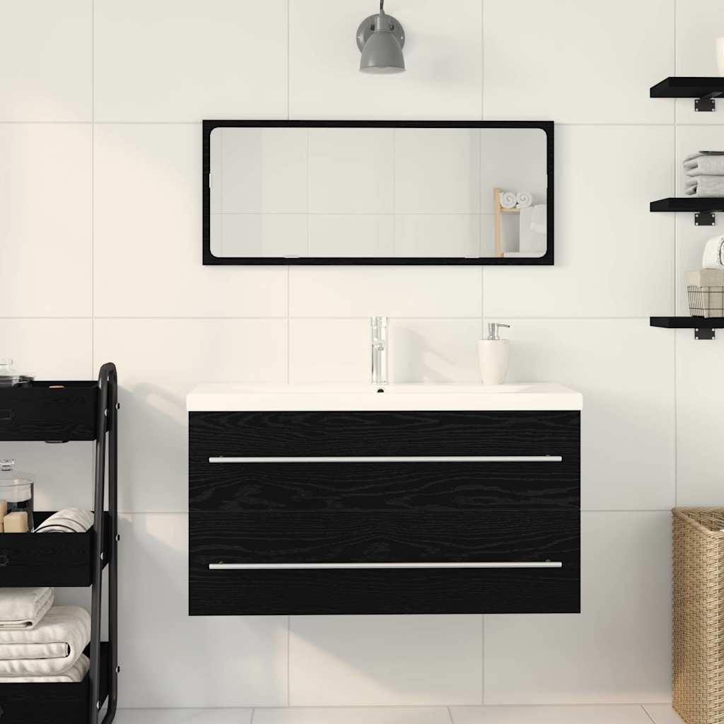 vidaXL Bathroom Sink Cabinet 3 pcs Black Oak 90 x 38.5 x 48 cm 4