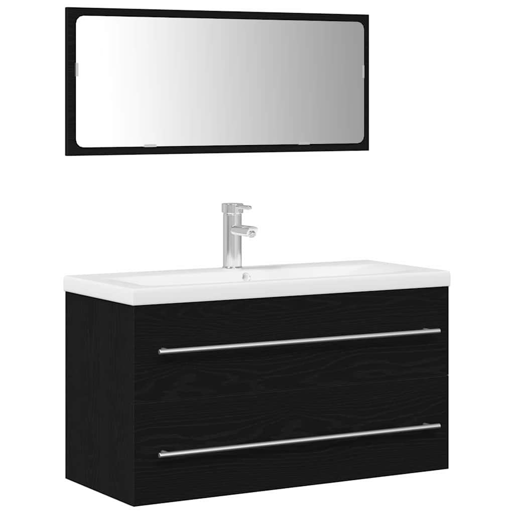 vidaXL Bathroom Sink Cabinet 3 pcs Black Oak 90 x 38.5 x 48 cm 2