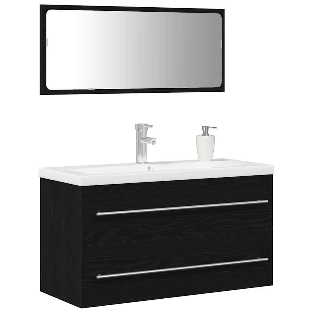 vidaXL Bathroom Sink Cabinet 3 pcs Black Oak 90 x 38.5 x 48 cm 3