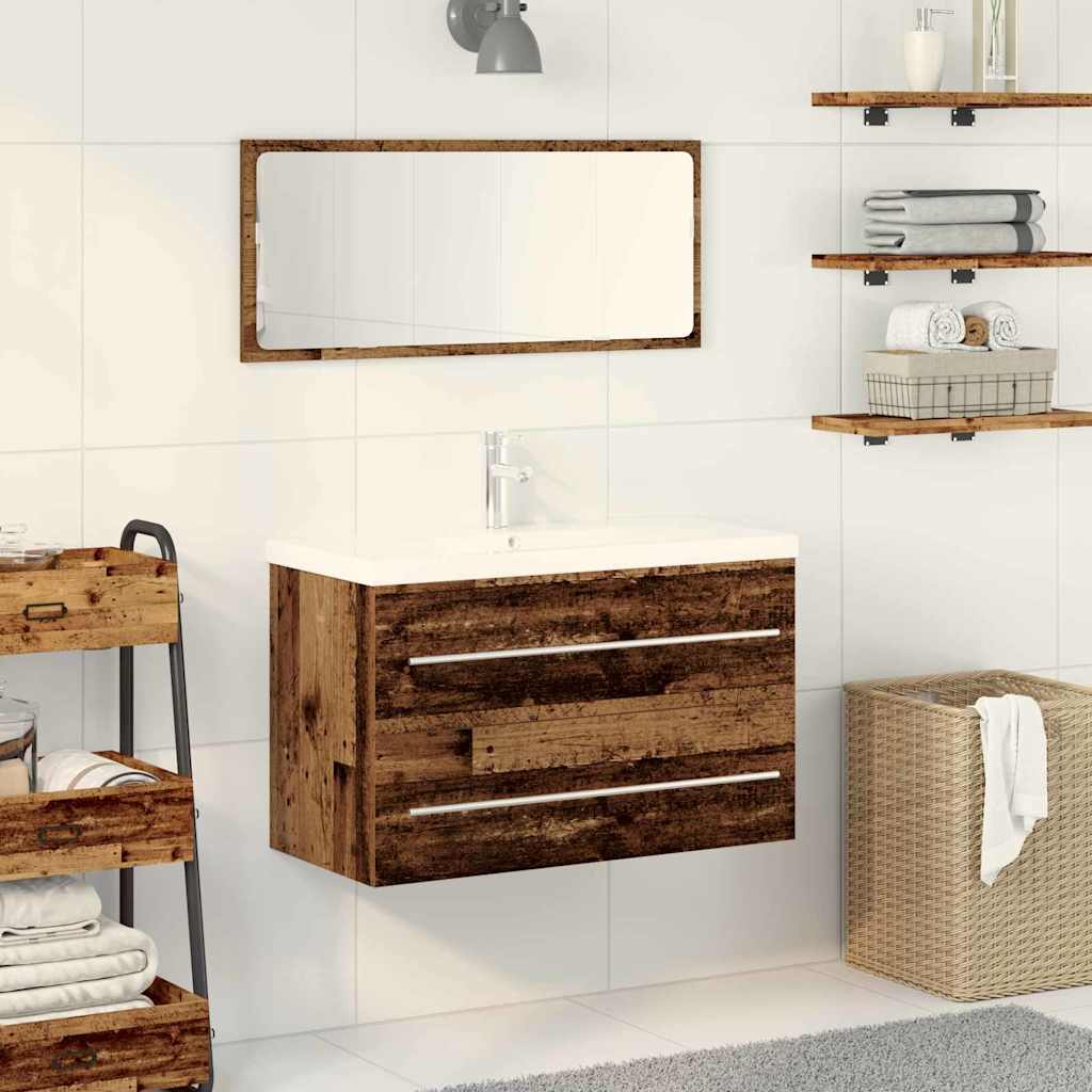 vidaXL Bathroom Sink Cabinet with Drawer Old Wood 80 x 38.5 x 48 cm 1