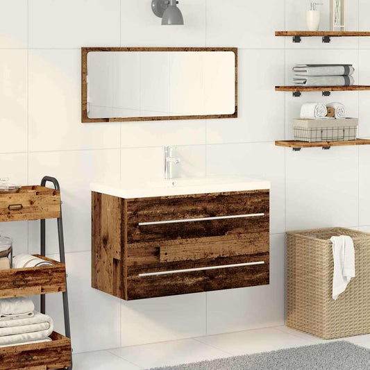 vidaXL Bathroom Sink Cabinet with Drawer Old Wood 80 x 38.5 x 48 cm 1