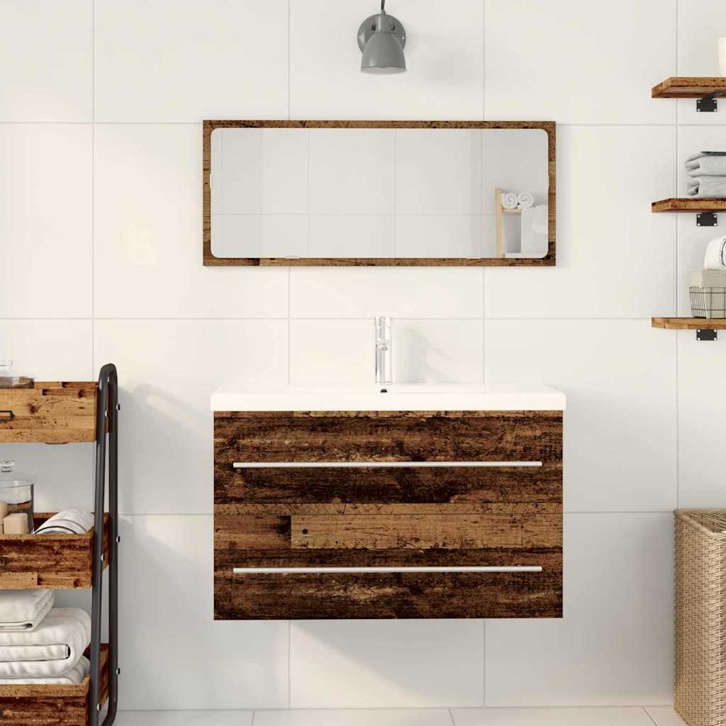 vidaXL Bathroom Sink Cabinet with Drawer Old Wood 80 x 38.5 x 48 cm 4