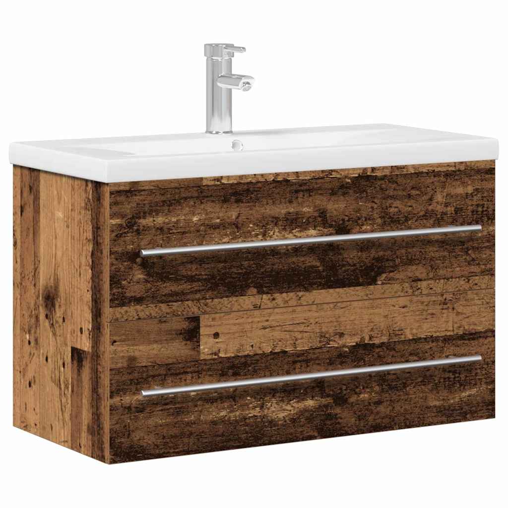 vidaXL Bathroom Sink Cabinet with Drawer Old Wood 80 x 38.5 x 48 cm 2