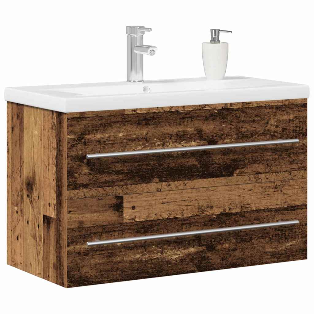 vidaXL Bathroom Sink Cabinet with Drawer Old Wood 80 x 38.5 x 48 cm 3