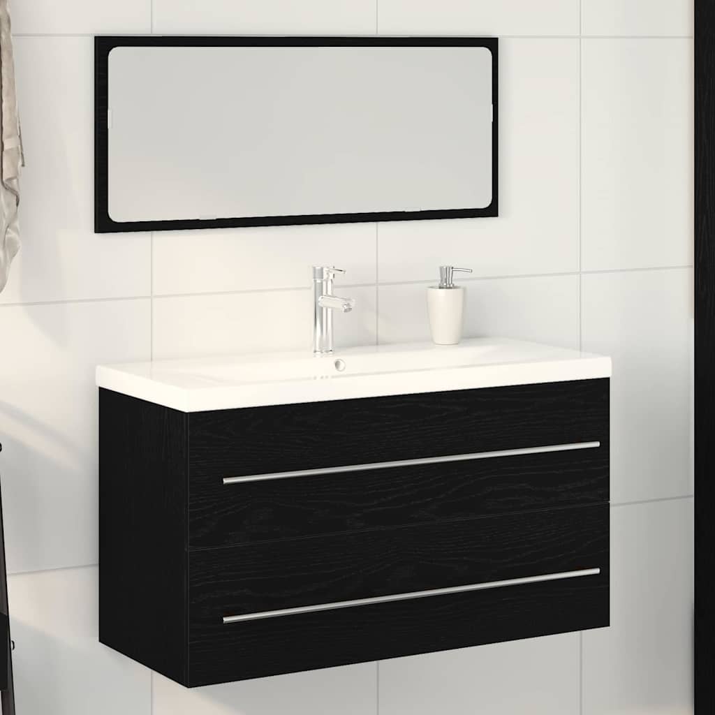 vidaXL Bathroom Sink Cabinet 3 pcs Black Oak 90 x 38.5 x 48 cm 1