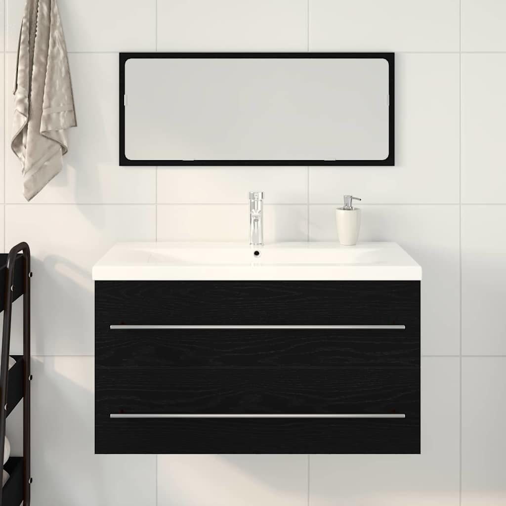 vidaXL Bathroom Sink Cabinet 3 pcs Black Oak 90 x 38.5 x 48 cm 4