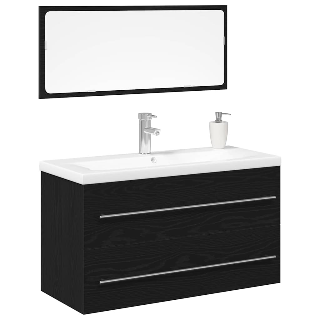 vidaXL Bathroom Sink Cabinet 3 pcs Black Oak 90 x 38.5 x 48 cm 3