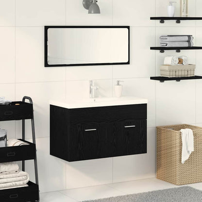 vidaXL Bathroom Cabinet Black Oak 90 x 38.5 x 46 cm Engineered Wood 1