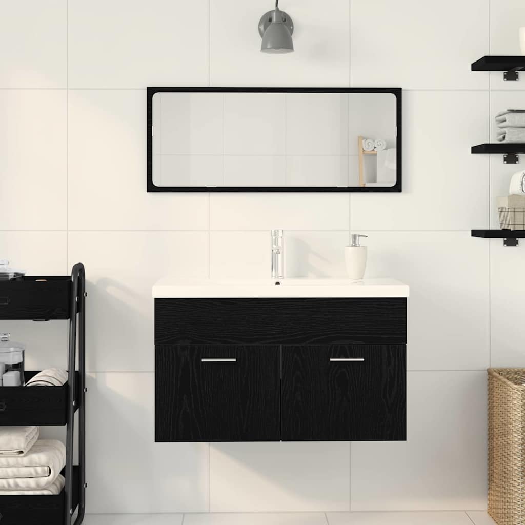 vidaXL Bathroom Cabinet Black Oak 90 x 38.5 x 46 cm Engineered Wood 4
