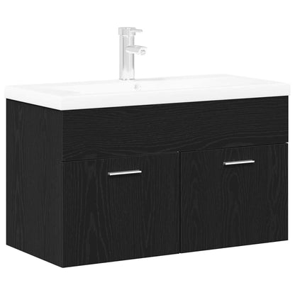 vidaXL Bathroom Cabinet Black Oak 90 x 38.5 x 46 cm Engineered Wood 2