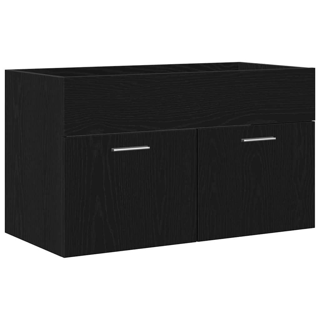 vidaXL Bathroom Cabinet Black Oak 90 x 38.5 x 46 cm Engineered Wood 6