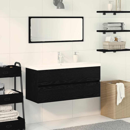 vidaXL Bathroom Sink Cabinet Black Oak 90 x 39 x 62 cm Engineered Wood 1