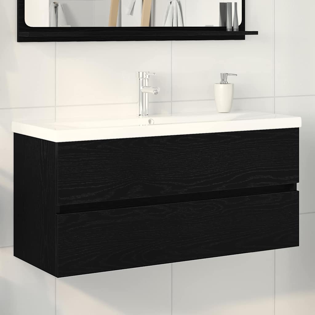 vidaXL Bathroom Sink Cabinet Black Oak 100 x 39 x 62 cm 1